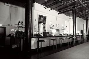Long Bar View in black and white